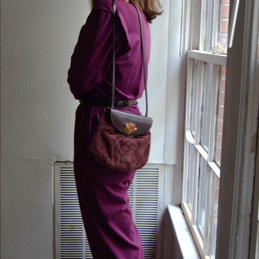 Vintage 80s Stretch Knit Purple Jumpsuit - Picture 3 of 4